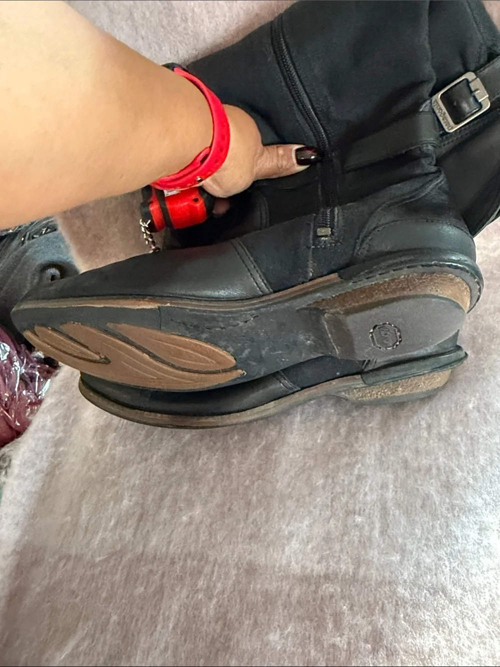 Patagonia Black Over-the-Knee Buckle Riding Boots